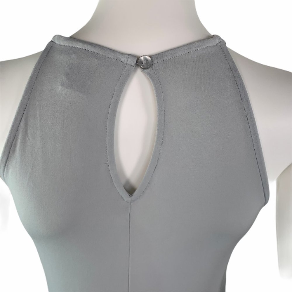 Bar III Gray Faux Wrap Sleeveless High Neck Dress - Picture 6 of 7